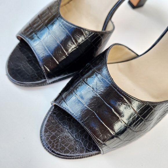 Salvatore Ferragamo Vintage 90s Crocodile Print Heels - Picture 7 of 8